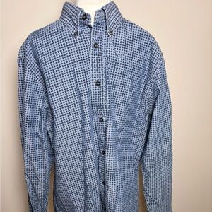 Brooks Brothers Men’s L Blue Black Paisley Print Button Down long Sleeve Shirt